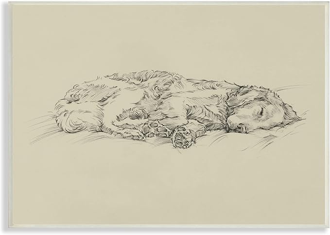 Stupell Industries Serene Dog Sleep Soft Cushion Monochrome Sketch Portrait, Design by Ethan Harper