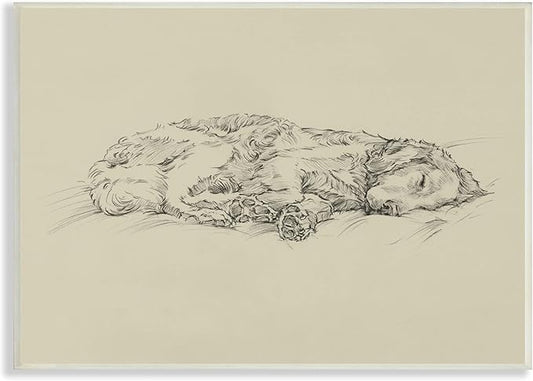 Stupell Industries Serene Dog Sleep Soft Cushion Monochrome Sketch Portrait, Design by Ethan Harper