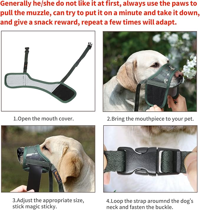 HEELE Dog Muzzle, Soft Tactical Camouflage Dog Muzzle for Small Medium Large Dogs, Breathable Muzzle to Prevent Biting, Chewing, and Barkink, Perfect for Vet Visit, Training