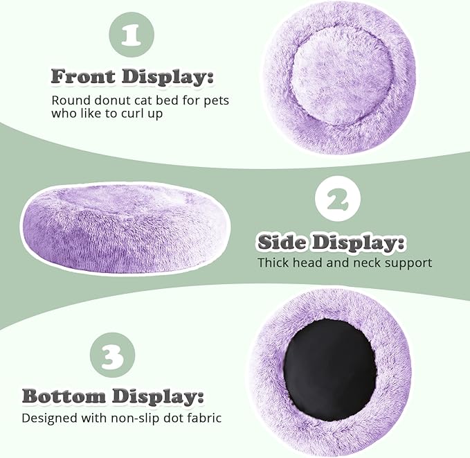 JOLLYVOGUE Dog Beds, Calming Small Dog Bed, Anti-Anxiety Dog Bed for Small Dogs, Fluffy Donut Dog Bed, Cozy Dog Cat Cushion Bed for Small Medium Dogs and Cats (20")