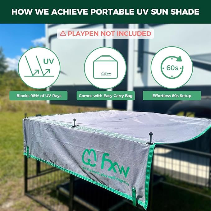 FXW Sun Shade Specialized for FXW Dog Playpen (Not Suitable for Other Brands), Fits for 24" H Rollick/Instant Dog Playpen│Patent Pending (Playpen not Included)