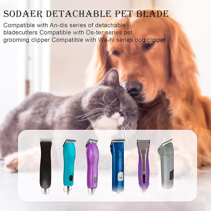 5F/4F/30/10 Detachable Pet Dog Grooming Clipper Carbon Steel Sharp,Compatible with Andis,Oster A5,Wahl KM Series Clippers,Cut Lengt 3/8"(9.5mm) 1/8"(3.2mm) 1/16"(1.5mm) 1/50" (0.5mm) 4 Pack
