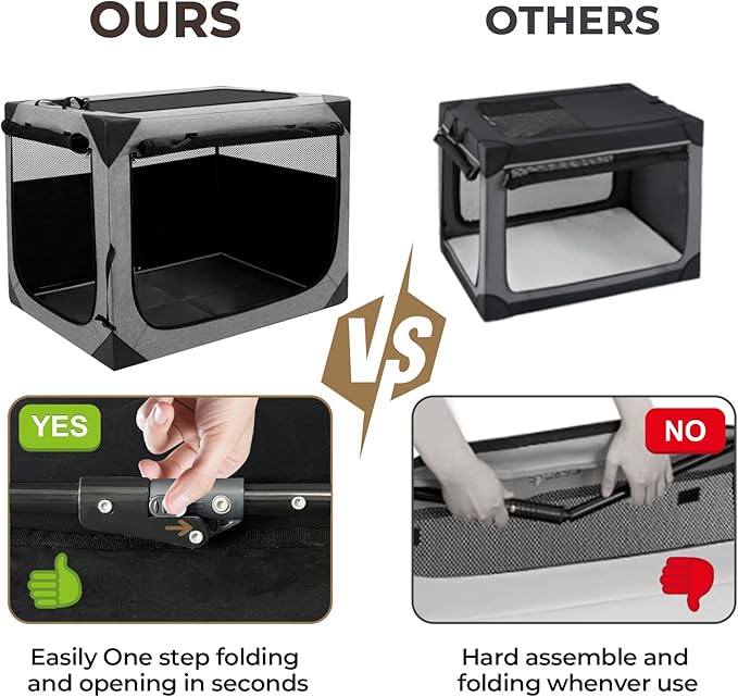 Dog Crates,Collapsible Soft Travel Crate for Medium Dogs (3 Year Warranty), Indoor & Outdoor Portable Pet Kennel with Chew Proof Mesh Door (30" L x 21" W x 21" H, Dark Gray) ﻿