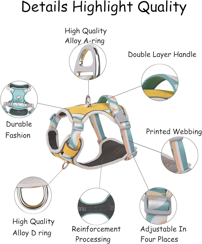 Petank Dog Harness for Small Dogs, Dog Harness with Handle, Large Dog Harness, Puppia Dog Harness, Dog Vest Harness, Dog Harness No Pull, Puppy Harness, Yellow Dog Harness. (Yellow, L)