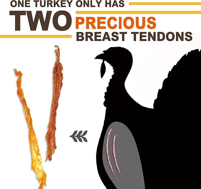 Gootoe Turkey Tendon Dog Treats, Stick (M) 3.17 oz, 100% USA-Sourced Turkey, Natural Snack, Premium Puppy Chews, Hypoallergenic, Rawhide Free, Reseal Value Bags, Size for Medium Dogs