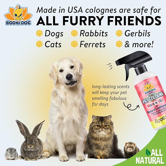 Bodhi Dog Natural Dog Cologne (Sugar Cookie) - Premium Scented Deodorizing Pet Perfume with Conditioner for Dogs & Cats - Keeps Pets Fresh & Clean - Gentle and Safe Formula, Made in USA (17 Fl Oz)