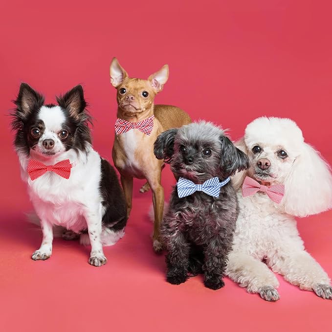 Segarty Dog Bow Tie, 30 PCS Bowties Dog Collar Cat Collar Bulk Holiday Grooming Bows for Pet Puppy Photography Festival Party Neck Wear Gift, Plaid and Cute Patterned