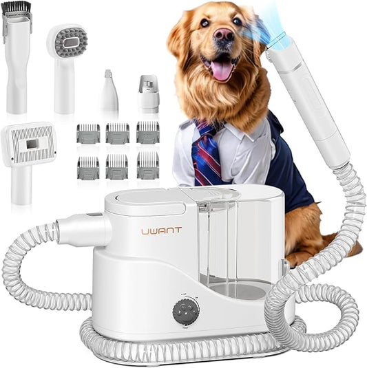 uwant Pet Hair Vacuum & Grooming Kit - 13000 Pa Strong Suction, Large Capacity, Whisper-Quiet Operation with 6 Grooming Tools, Ideal for Shedding