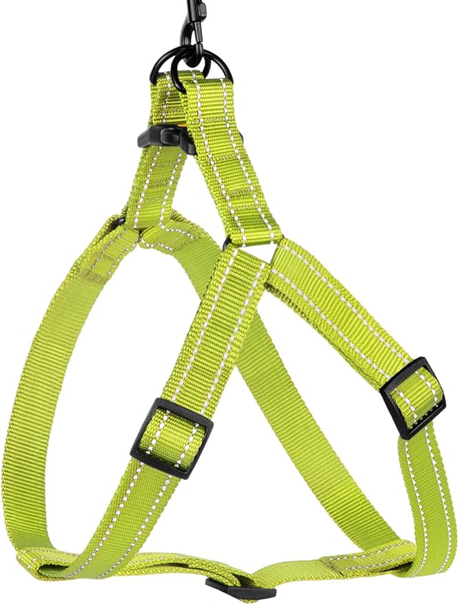 CollarDirect Reflective Dog Harness Step in Small Medium Large for Outdoor Walking, Comfort Adjustable Harnesses for Dogs Puppy Pink Black Red Purple Mint Green Orange Blue (Medium, Lime Green)