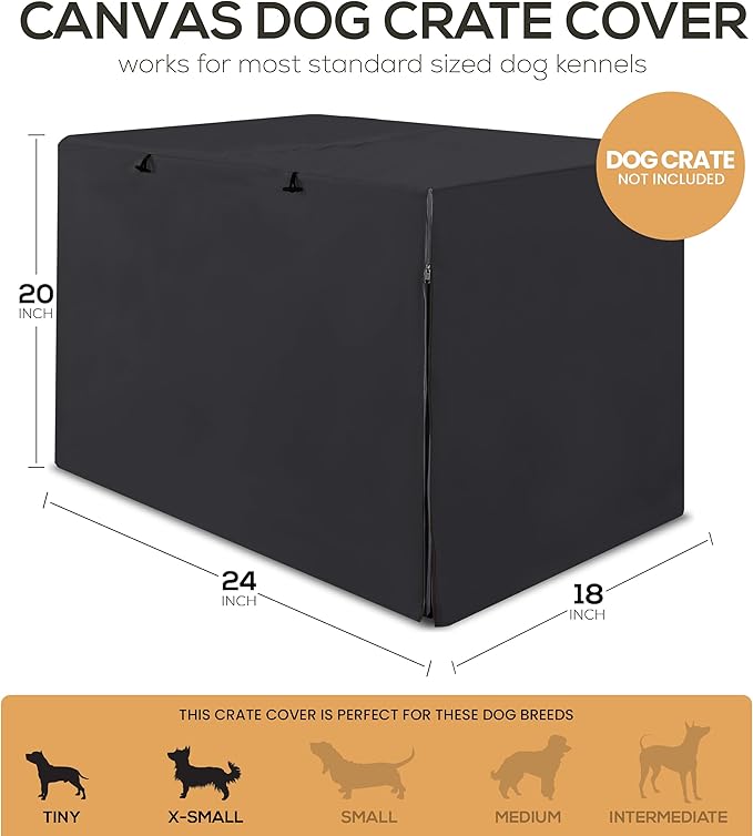 Utopia Home Dog Crate Cover, Waterproof Dog Kennel Cover 24 Inch - Black, 600D Heavy Duty Dog Cage Cover Universal Fit for Most Wire Pet Crates - 24 x 18 x 20 Inch (Cover Only)