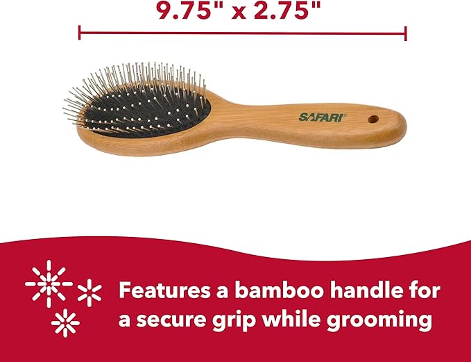 Coastal Pet Safari Wire Pin Dog Brush with Bamboo Handle - Large - General Dog Grooming Brush for Short and Long Hair - Eco-Friendly Handle