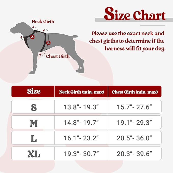 rabbitgoo Dog Harness for Large Dogs No Pull, Comfortable Padded Plaid Dog Harness with Handle Easy Control, Adjustable Reflective Puppy Pet Harness Vest with 2 Leash Clips, Red Plaid, L