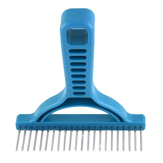 The Untangler Grooming Rake with Extra Long 1.25" silky smooth 360 degree rotating teeth to easily collect loose hair and groom(Blue)