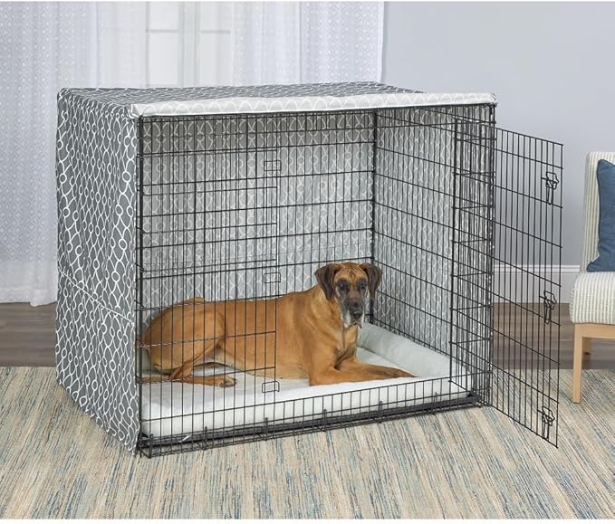 MidWest Homes for Pets Dog Crate Cover, Privacy Dog Crate Cover Fits Midwest Dog Crates, Crate Cover Only; Machine Wash & Dry; Gray Geo Print; 54 inch