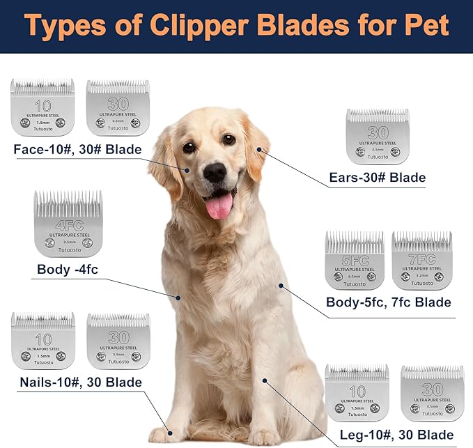 3Pack 30# Clipper Blades Pet Grooming Clipper Replacement Blades Detachable Blade Compatible with andis/wahl/Oster Dog Clippers