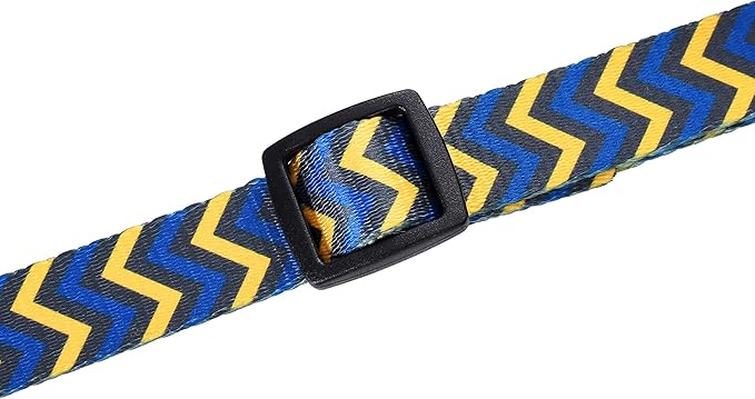 Mile High Life Dog Collar | Cute Puppy Collars | Lightweight Girl Dog Collar | Soft Boy Dog Collars | w Geometric Ocean Wavy Pattern (Blue/Yellow, Large)