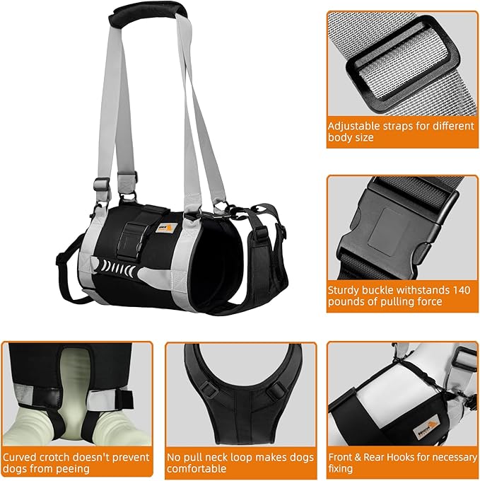 Dog Lift Harness for Large Dogs,Full Body Dog Sling Carrier with Handle,for Up Stairs/Back Legs Support/Dogs Joint Injuries/Arthritis/Nail Clipping
