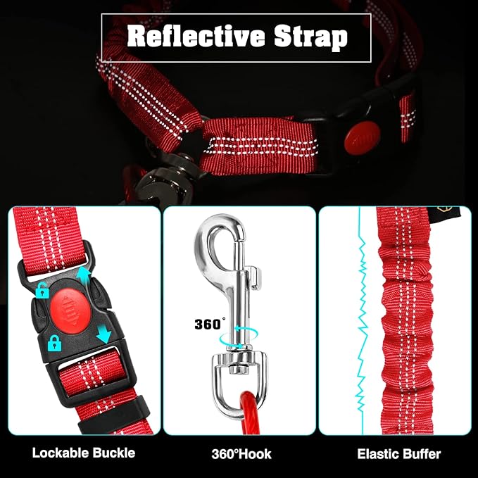 Chew Proof Dog Car Seat Belt, 2 in 1 Steel Cable Dog Car Accessories Headrest Restraint Dog Car Seatbelt for Medium Large Dogs Chewer Heavy Duty Dog Seatbelts for Cars Swivel Attach