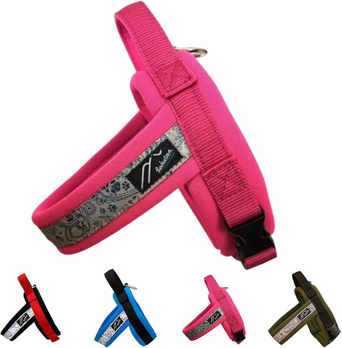 【Hakusan】 New Just Fit Dog Harness Dragon - Reflective, Paisley, Stress-Free, Japanese Made,one-Touch Buckles,Easily Put on,(Pink×Pink, 4)