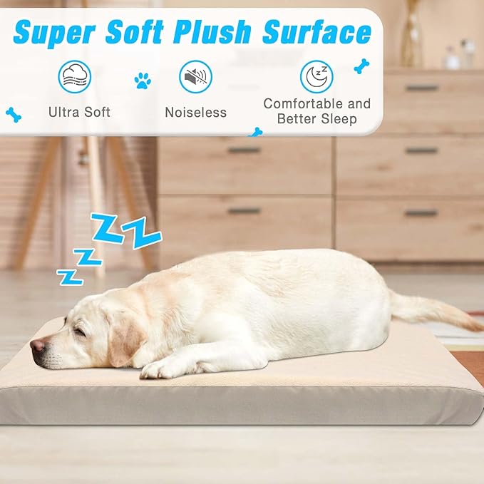 Dog Bed Covers Replacement Washable 100% Waterproof Dog Bed Cover 2 Pack Soft Noiseless Dog Bed Sheets for Dog Bed/pet Bed, 44" x 35" Beige