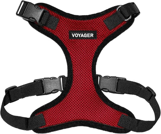 Voyager Step-in Lock Pet Harness - All Weather Mesh, Adjustable Step in Harness for Cats and Dogs by Best Pet Supplies - Red/Black Trim, M