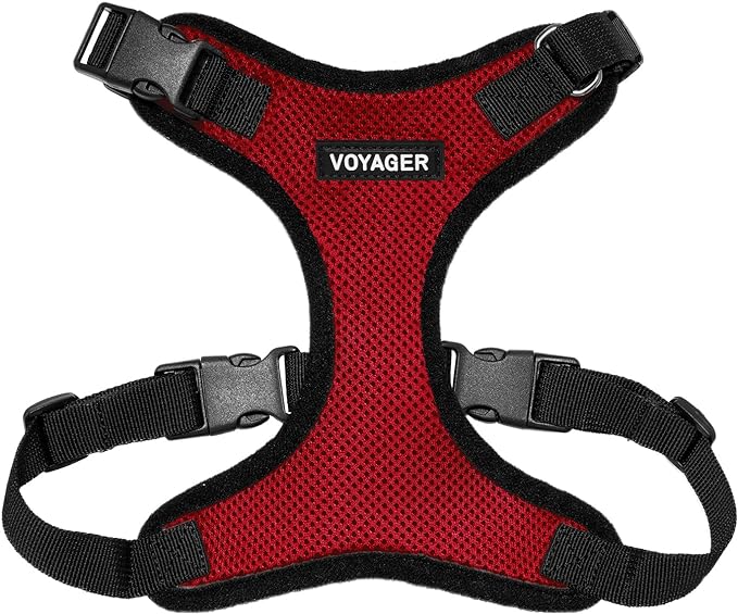 Voyager Step-in Lock Pet Harness - All Weather Mesh, Adjustable Step in Harness for Cats and Dogs by Best Pet Supplies - Red/Black Trim, XL