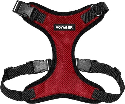 Voyager Step-in Lock Pet Harness - All Weather Mesh, Adjustable Step in Harness for Cats and Dogs by Best Pet Supplies - Red/Black Trim, XL