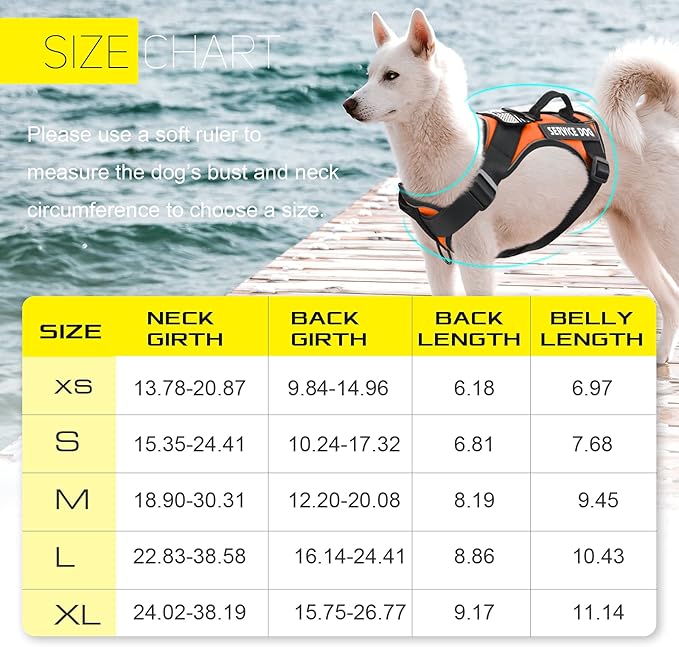 Demigreat Service Dog Harness, Reflective Dog Vest Harness with 5 PCS Patches, Adjustable Soft Oxford Pet Harness, Inner Layer Mesh, Easy to Control for Small Medium Large Dogs…