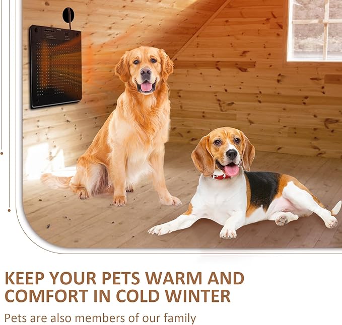 Briidea 140W Dog House Heater, Adjustable 40℉-140℉ Temperature, Anti-Chew Cord, Ultra-Quiet & Ultra-Thin Design, Ideal for Dog Houses, Chicken Coops, Rabbit Cages, Cat Houses