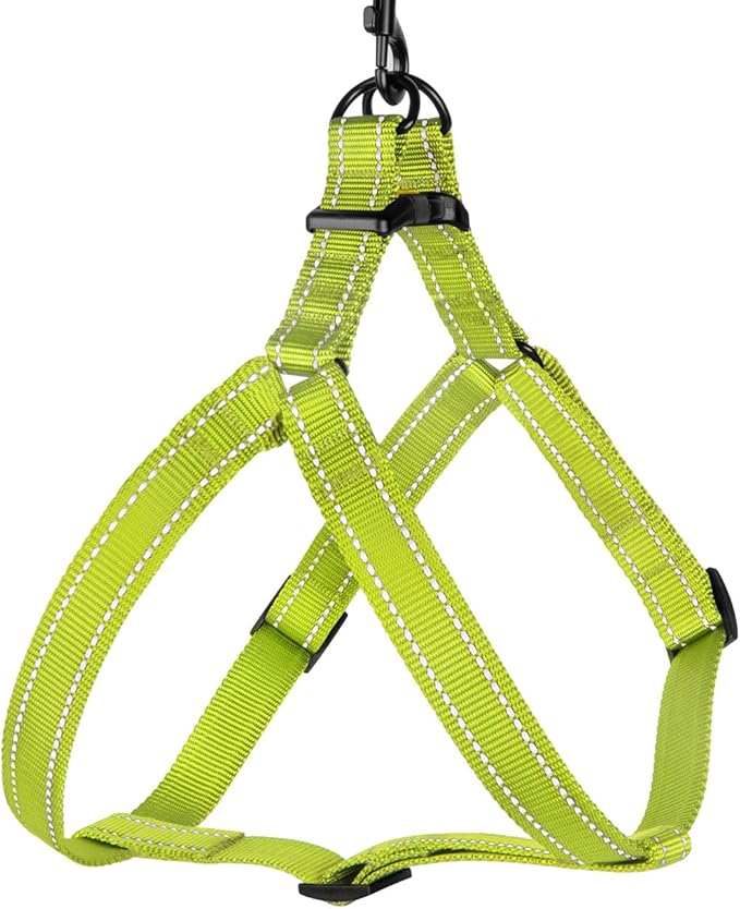 CollarDirect Reflective Dog Harness Step in Small Medium Large for Outdoor Walking, Comfort Adjustable Harnesses for Dogs Puppy Pink Black Red Purple Mint Green Orange Blue (Medium, Lime Green)