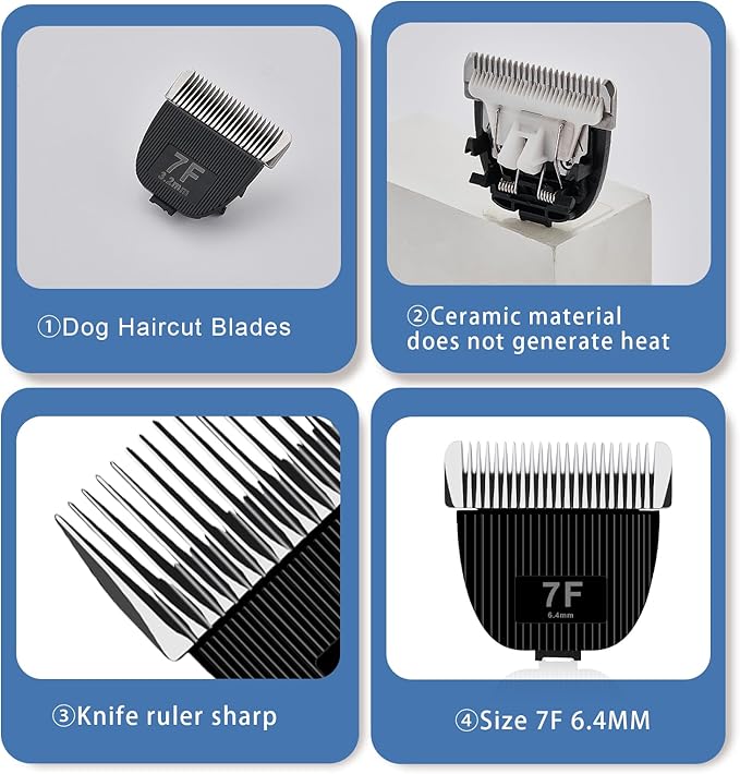 Replacement Blade for nebot P1 Pro Pet Grooming Kit & Vacuum,Size-7F Cut Length 1/8"(3.2mm),Made of Ceramic Blade & Stainless Steel Blade