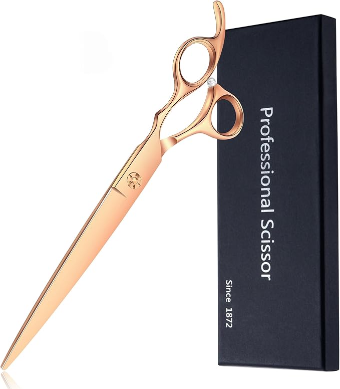 7.5" Dog Grooming Scissors Trimming Cutting Shears Professional for Dog Cat Pet Animal Grooming on Face and Paws Gold
