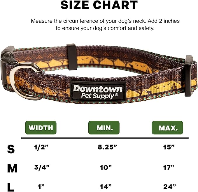 Downtown Pet Supply - Best, Cute & Fancy Dog Collar - Lightweight Adjustable Dog Collar with Quick Buckle & D-Ring - Hand Wash Safe - Sahara - M - Medium Dog Collar