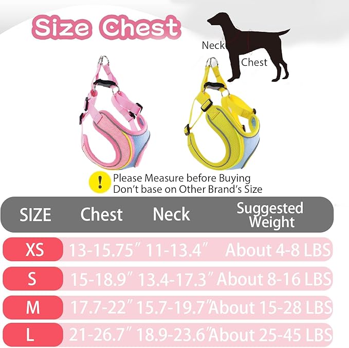 No Pull Dog Harness with Leash Set All Weather Soft Padded Mesh Reflective X Shape Adjustable Step in Vest Harness for Small and Medium Dogs Big Cat M Pink