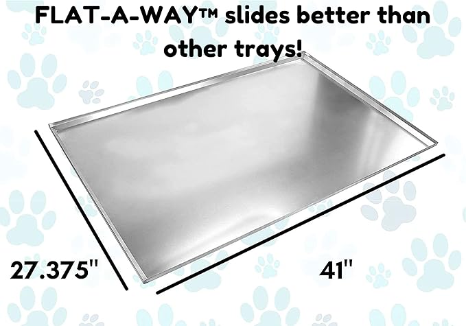 Red Hound Auto Metal Replacement Tray for Dog Crate 41 x 27.375 Inches Flat-A-Way Heavy Duty Stainless Steel Kennel Cage Pan Leakproof Liner Chew Proof Compatible with Midwest iCrate, New World More