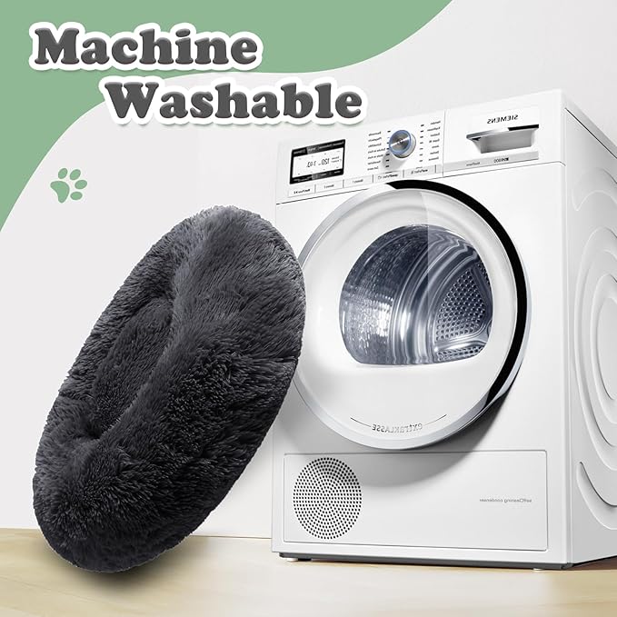 JOLLYVOGUE Dog Beds, Calming Small Dog Bed, Anti-Anxiety Dog Bed for Small Dogs, Fluffy Donut Dog Bed, Cozy Dog Cat Cushion Bed for Small Medium Dogs and Cats (20")