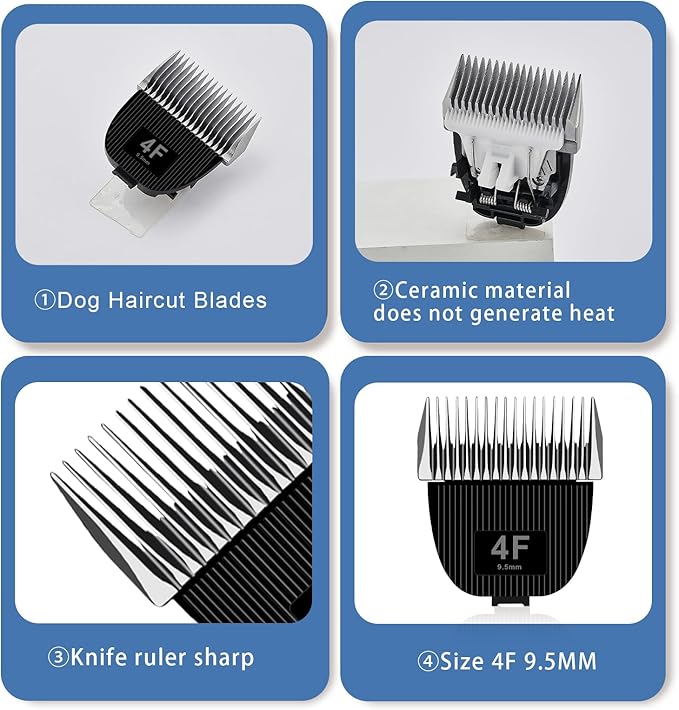 Replacement Blade for nebot P1 Pro Pet Grooming Kit & Vacuum,Size-4F Cut Length 3/8"(9.5mm),Made of Ceramic Blade & Stainless Steel Blade