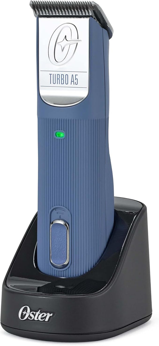 Oster Professional Cordless Turbo A5 Animal Clipper with Lithium-Ion Battery, Detachable Blade, Blue
