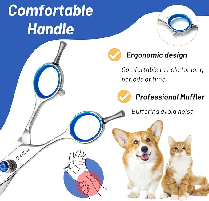 Curved Dog Scissors for Grooming,8in VG10 Steel Dog Grooming Scissors,30 Degree Bend,Sharp Blade with CNC Screw and Round Blunt Tip,Professional Pet Grooming Shears for Medium Large Dogs Cats Groomer