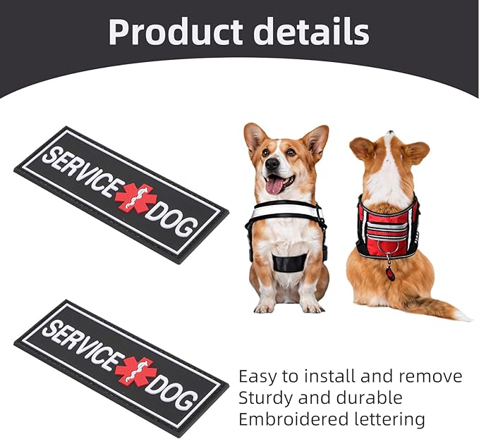 2Pcs Service Dog Patches for Harness, Removable Emotional Support Dog Vest Patches, Black in Training Dog Patch, Working Dog Applique Tactical Dog Equipment for Collar Leash (4×2'')
