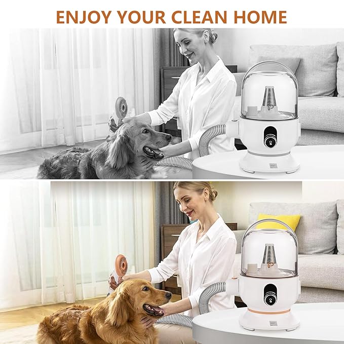 Pet Grooming Kit & Vacuum Suction 99% Pet Hair, 5 In-1 Pet Grooming Kit With 2L Large Capacity Dust Cup, Low Noise Dog Hair Remover for Shedding Grooming Dogs Cats and Other Animals,