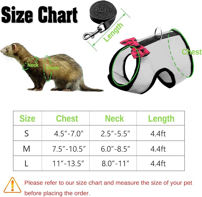 Rypet Small Animal Harness and Leash - Soft Mesh Small Pet Harness with Safe Bell, No Pull Comfort Padded Vest for Small Pet Gray S