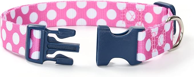 Mile High Life Dog Collar | Cute Puppy Collars | Lightweight Girl Dog Collar | Soft Boy Dog Collars | w Geometric Plaid Wave Line Pattern (White Dots, Small)