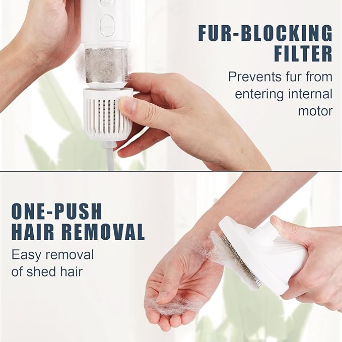Ownpets 5 in1 Portable Smart Pet Grooming Hair Dryer for Dogs, Smart Temperature Control, Low Noise Dog Blow Dryer with Grooming Brush for Home, Pet Washing Station