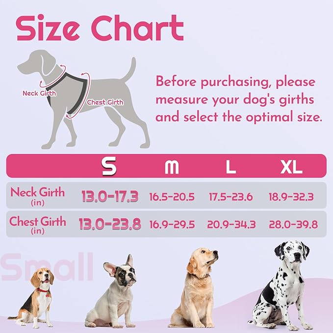 Eagloo Dog Harness Small Sized, Easy Wearing with 3 Buckles, Adjustable No Pull Pet Harness with 2 Rings for Walking, No Chock Reflective Soft Padded Vest with Control Handle, Pink & Black, S