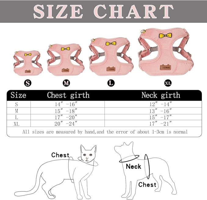 No Pull Dog Harness with Leash Pet Soft Vest Harness and Leash Set Dog Cat No Choke Escape Proof Harness Reflective Step in Harness for Small Medium Dogs Cats (Pink, Small)