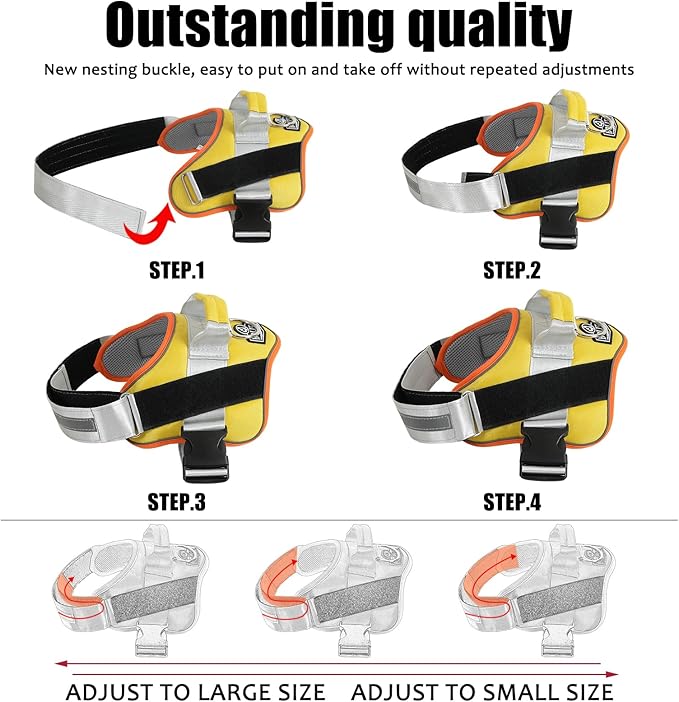 Bolux Dog Harness, No-Pull Reflective Dog Vest, Breathable Adjustable Pet Harness with Handle for Outdoor Walking - No More Pulling, Tugging or Choking (X-Large (Pack of 1), YellowOrange)