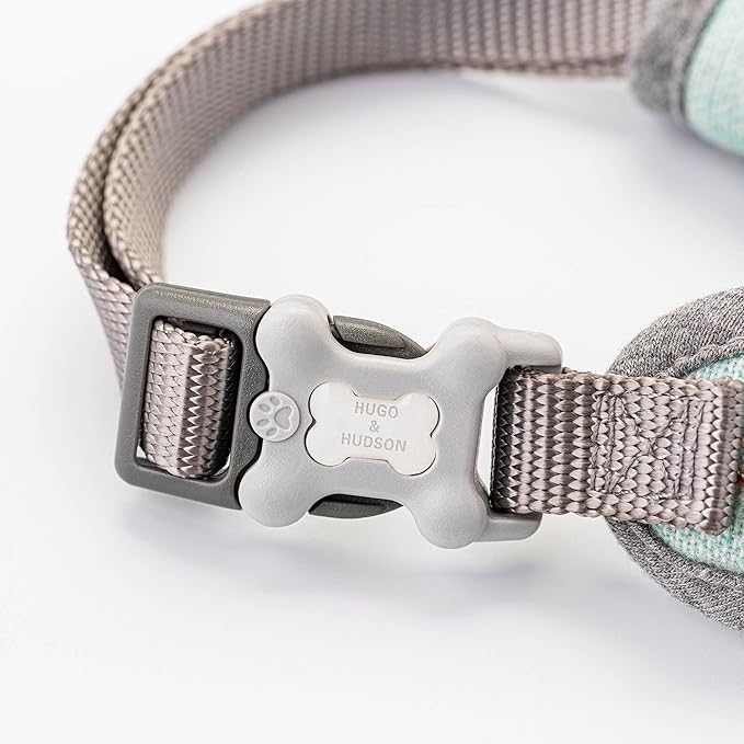 HUGO & HUDSON Dog Harness, No-Pull Anti Choke Tweed Harness Vest, Aqua Checkered, L