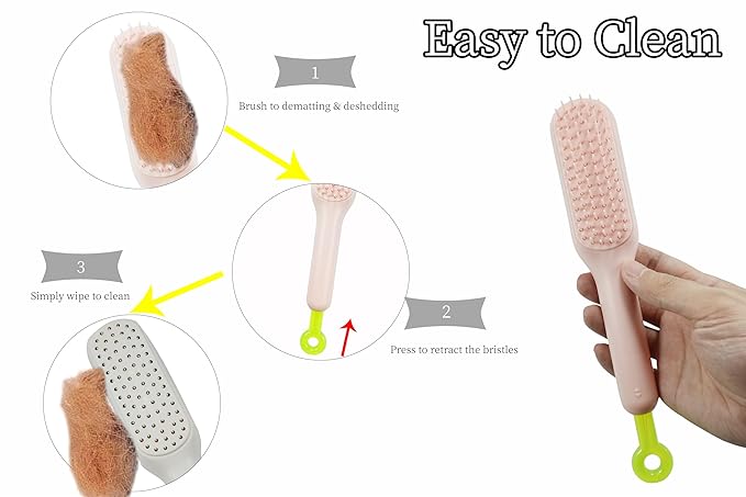 Stretchable Puppy Brush ， Soft Dog Brush - Gentle Grooming Brush for Small Dogs, Perfect for Yorkie, Shih Tzu, Maltipoo ，Dog Hair Remover Brush (Pink)