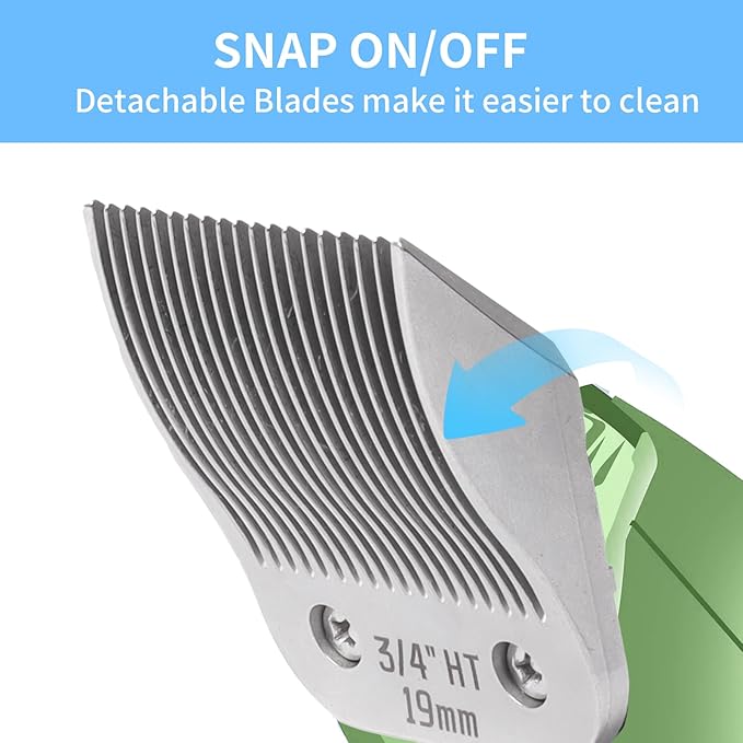 2 Pcs Size 3/4HT Detachable Dog Grooming Blades, Compatible with Andis, Oster A5, Wahl KM10 Series Clippers, Cut Length 19mm, Silver(3/4HT 19mm, 2Pcs)